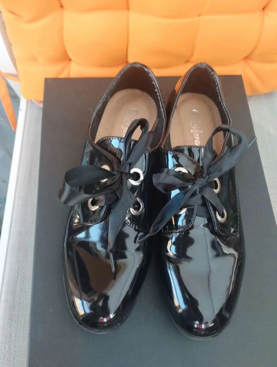 Lacquered black lace-up shoes, Forever Folie, Size 38 – photo 2